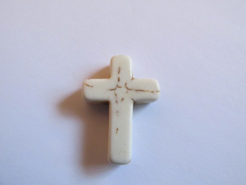 (image for) Cross pendant stone bead - White (1pc)#PbeadW